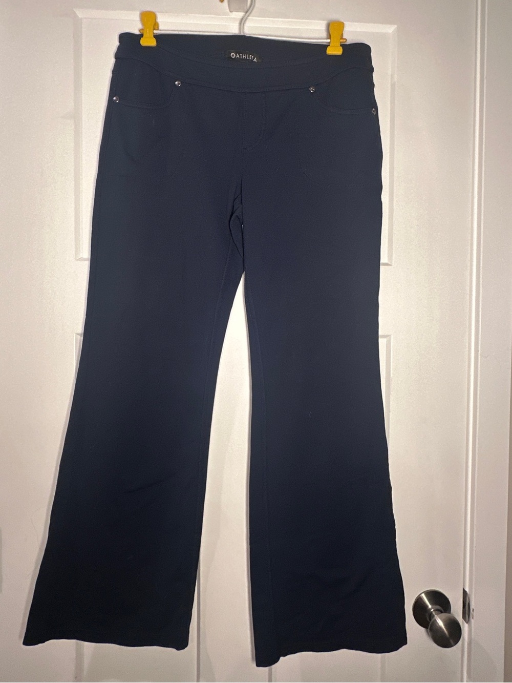Athleta Navy Wide-Leg Pull On Comfortable Bootcut Ponte Pants